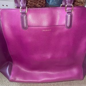 Large purple Vera Bradley leather tote